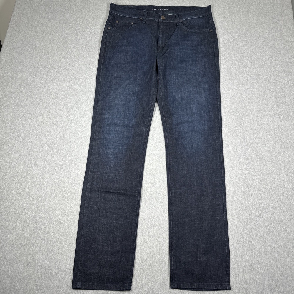 Mott & Bow Crosby Slim Stretch Jeans Men's 34x32 Blue Dark Wash Denim Preppy